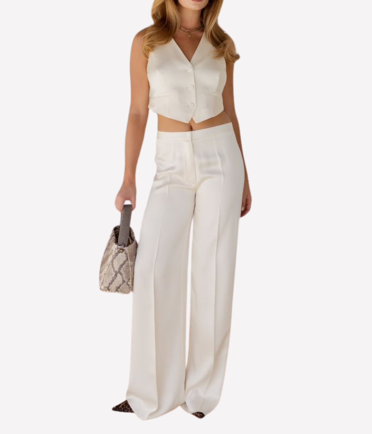 Shiny anvers satin high waist pants in giglio