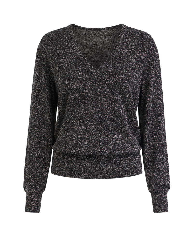 Aurora V Neck Top In Black