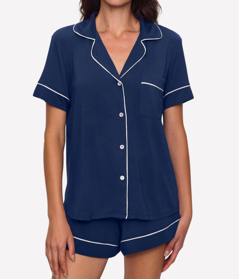 Gisele The Relaxed Short PJ Set In Navy Ivory