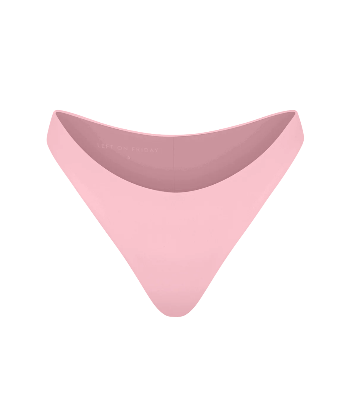 A single pink bikini bottom photographed flat - Left On Friday, Dip Bottom In Delight