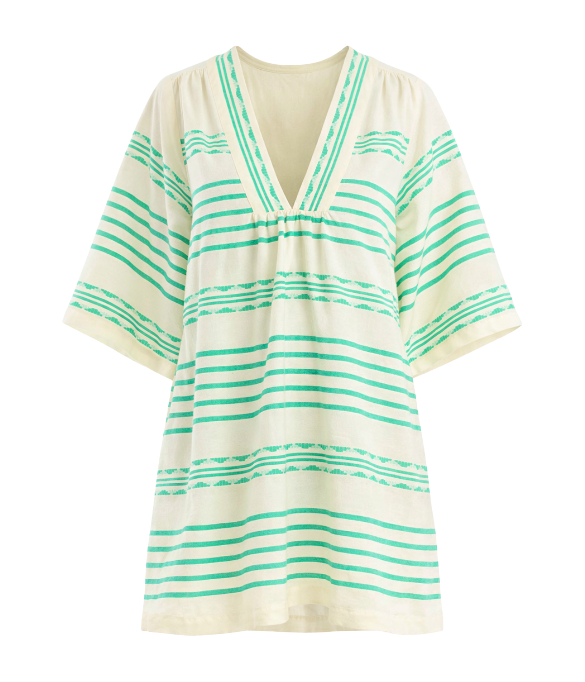 Belkis V Neck Caftan in Chereka Green