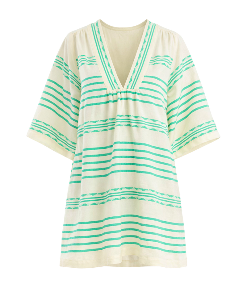 Belkis V Neck Caftan in Chereka Green