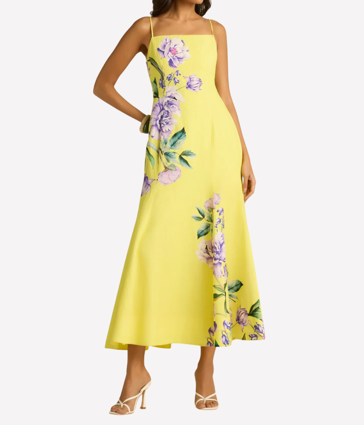 Paneled Midi Dress In Yellow