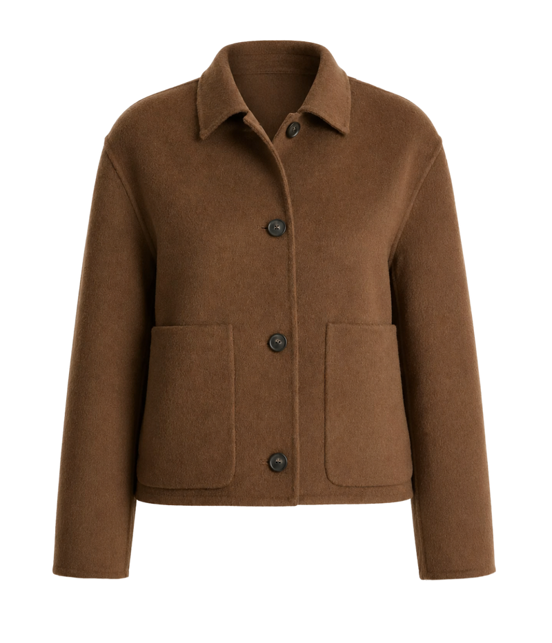 Cashmere Wool Short Jacket in Hazelnut