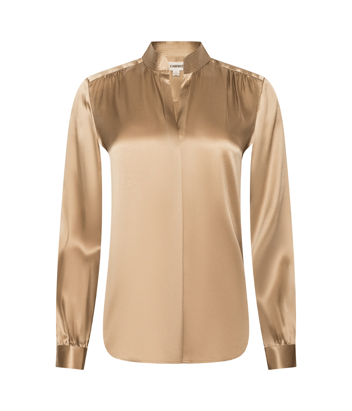 Bianca Band Collar Blouse in Chai Latte