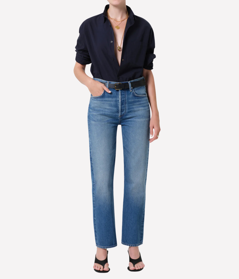 Front view of Citizens of Humanity Blaine Jean in Jonie showcasing a high-rise fit and classic straight-leg design.