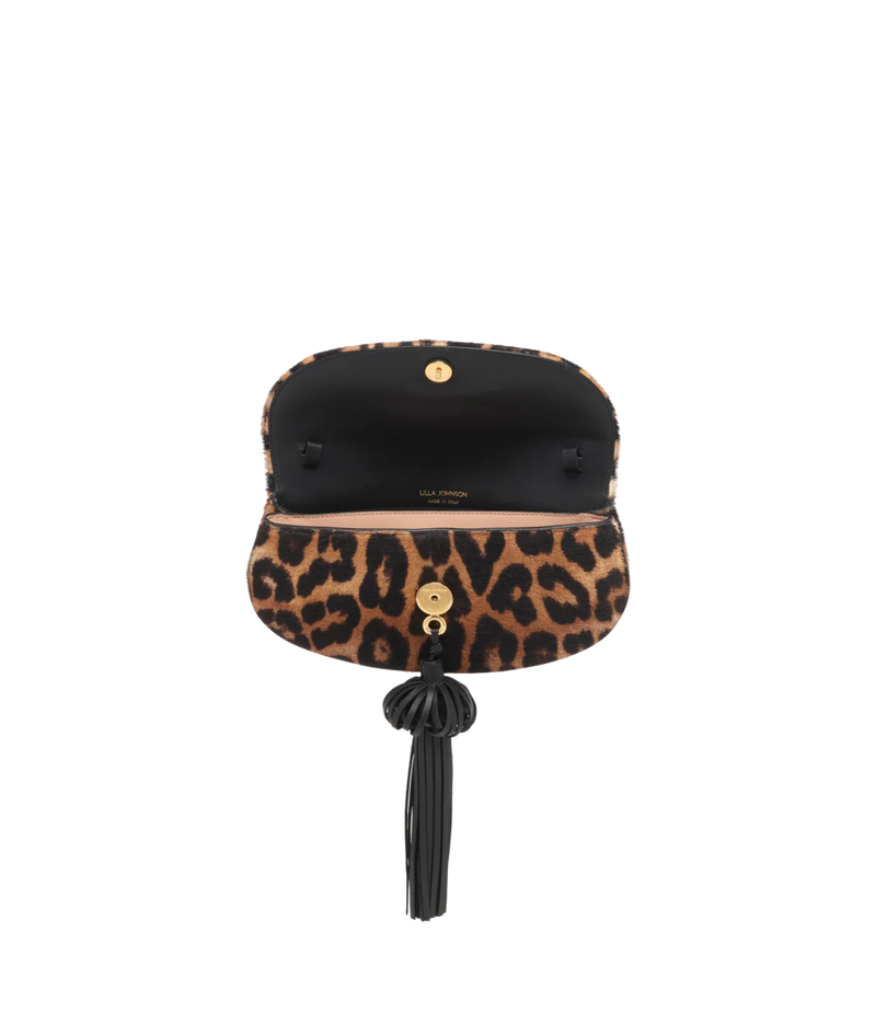 Paloma Flap Tassel Bag In Leopard - open shot
