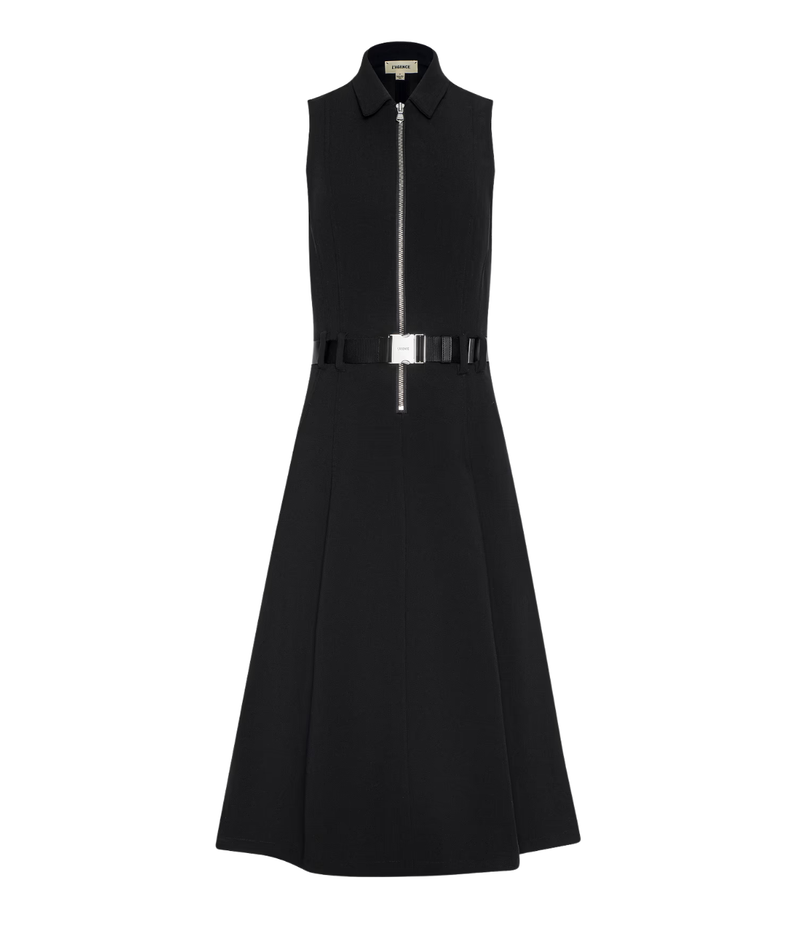 Kylo Belted Shirt Dress in Black Silver