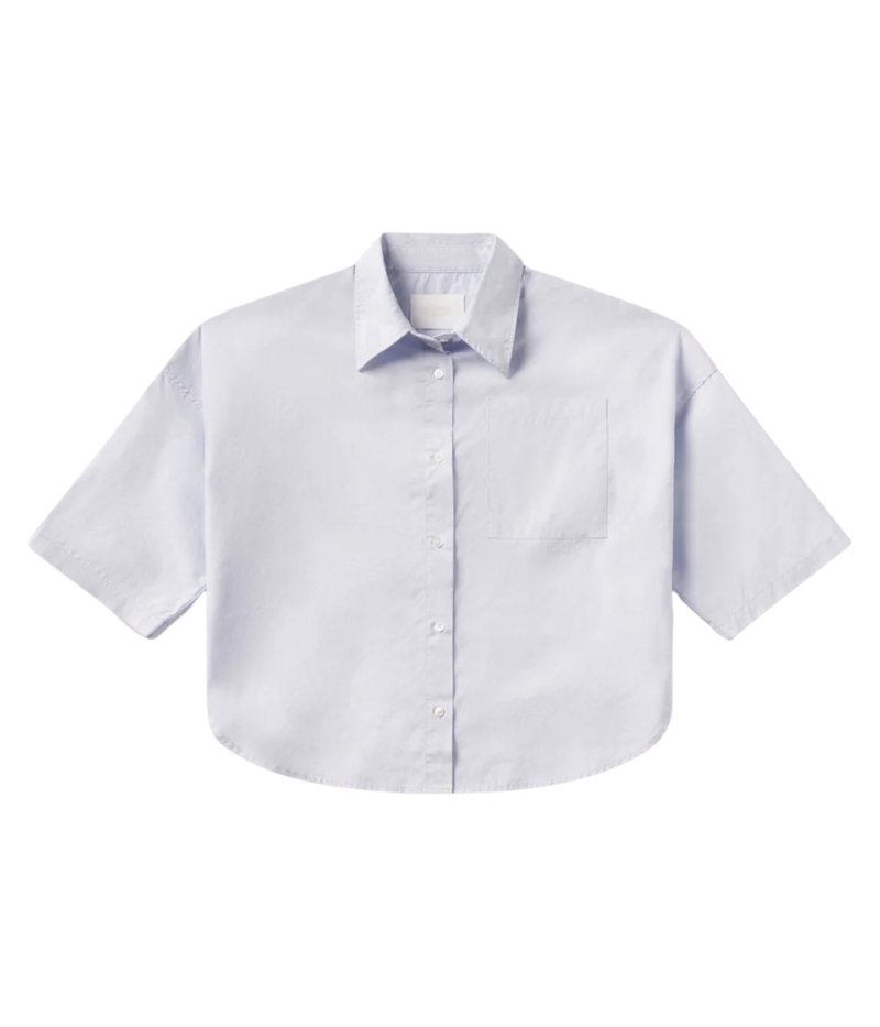 Frances Cropped Shirt in Baby Blue