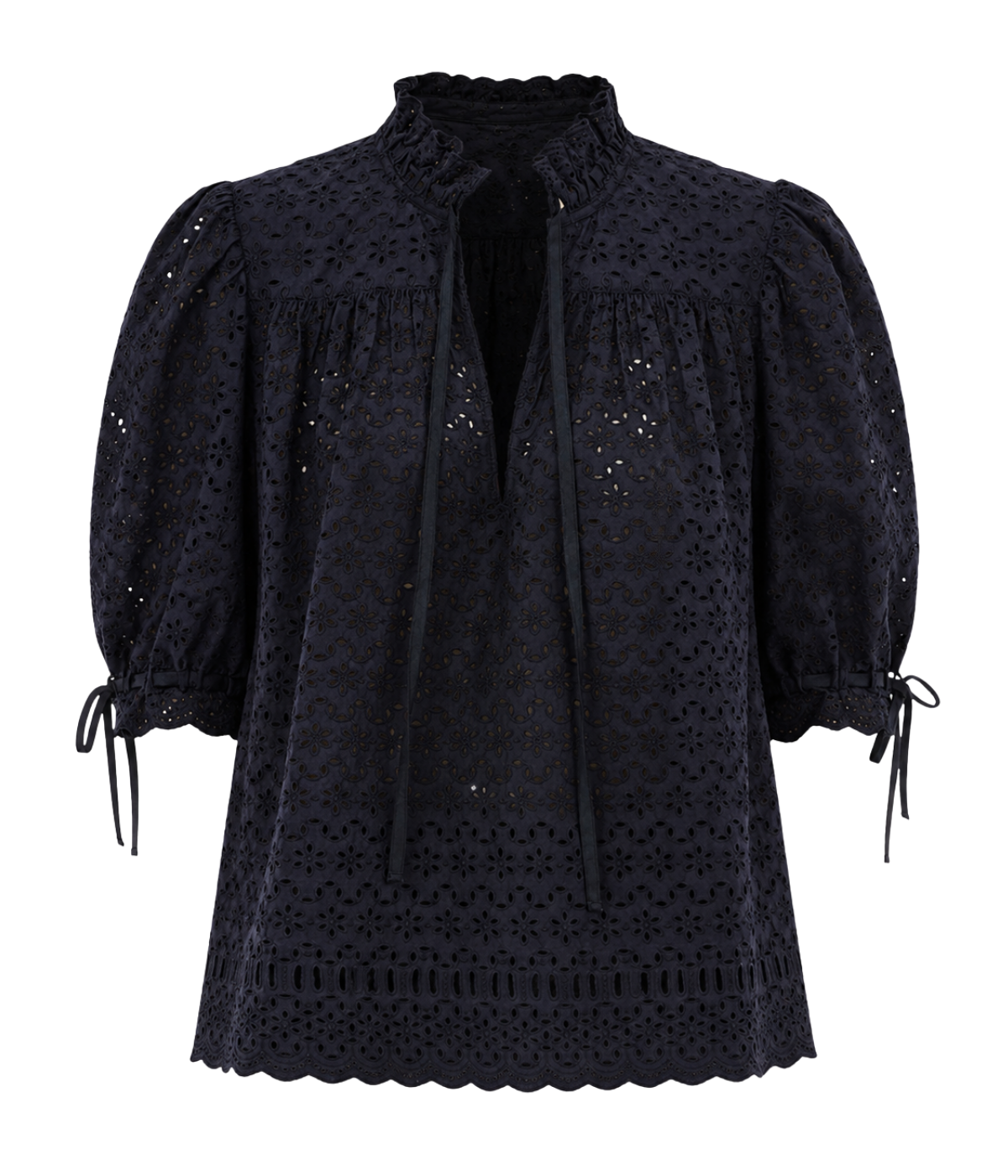 Alouette Short Sleeve Cotton Top In Midnight