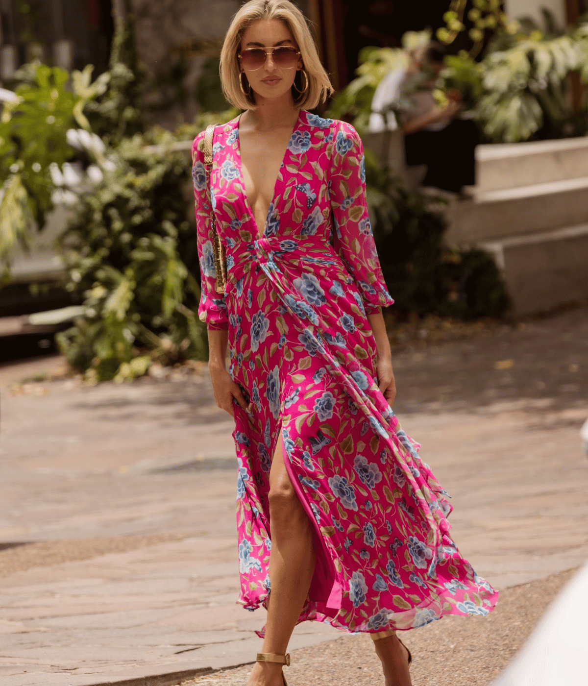 Meera Dress in Butterfly Floral Magenta