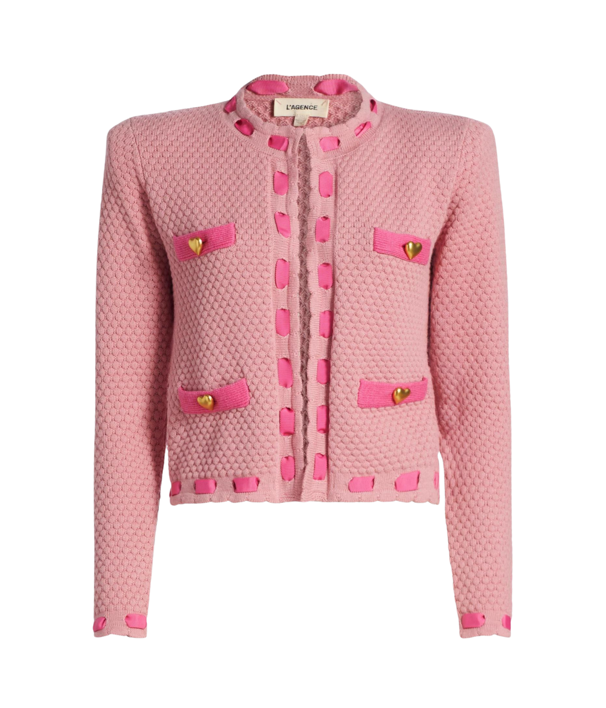 Astor Contrast Trim Cardigan in Dusty Pink