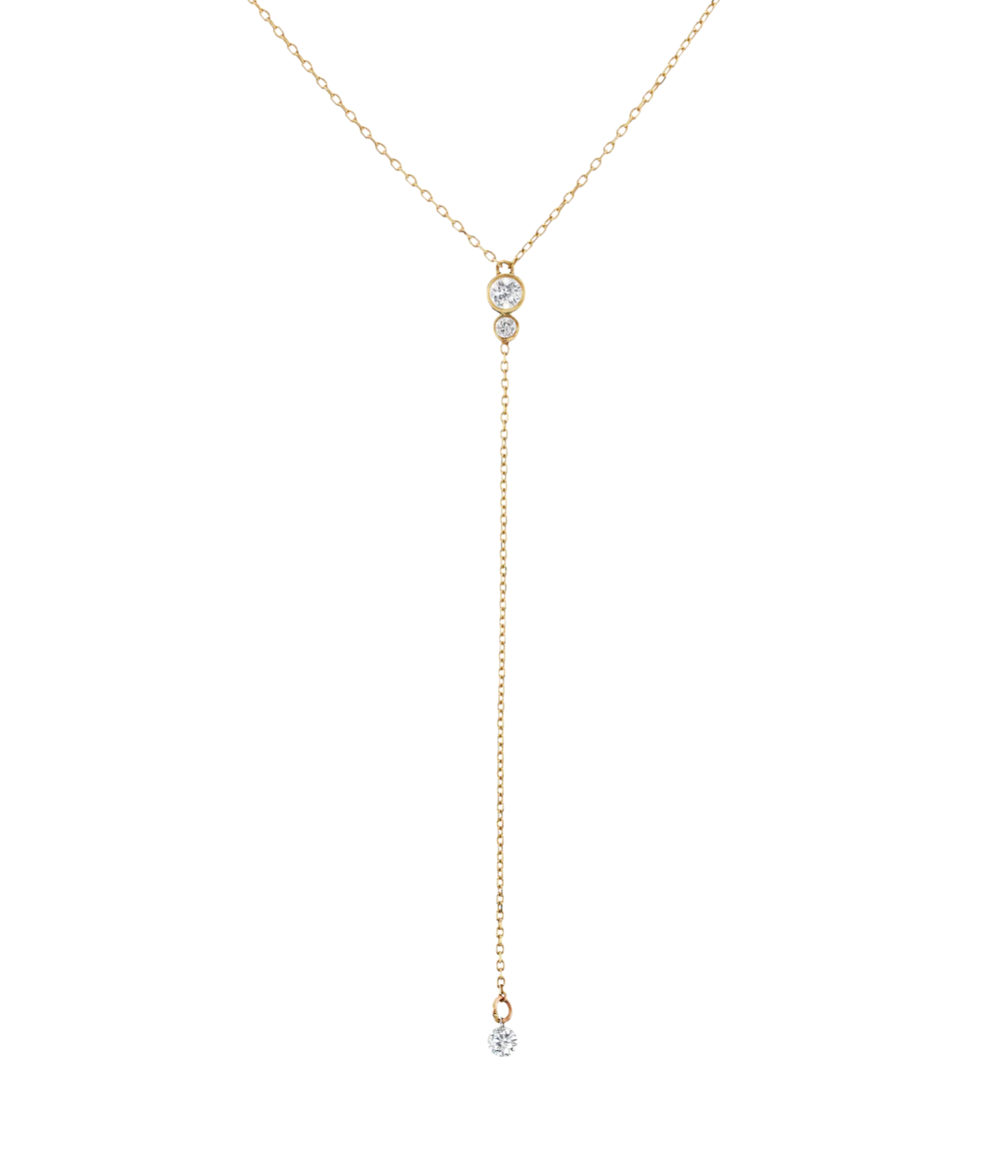 Duo Pierced Diamond Drop Lariat Necklace