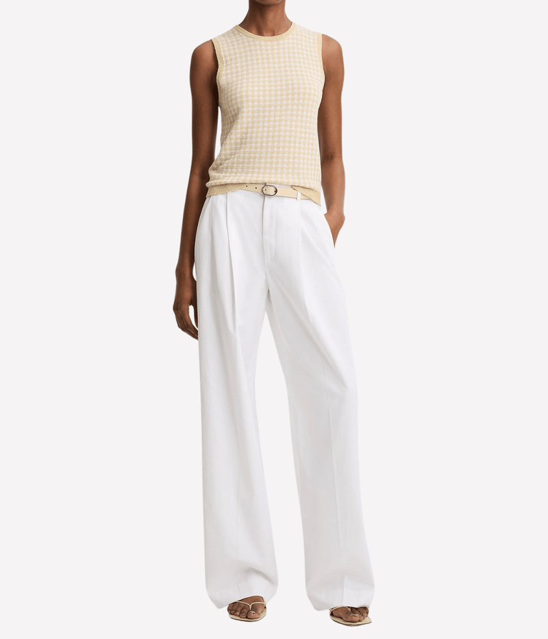 Camille Mid Rise Wide Leg Trouser in Off White