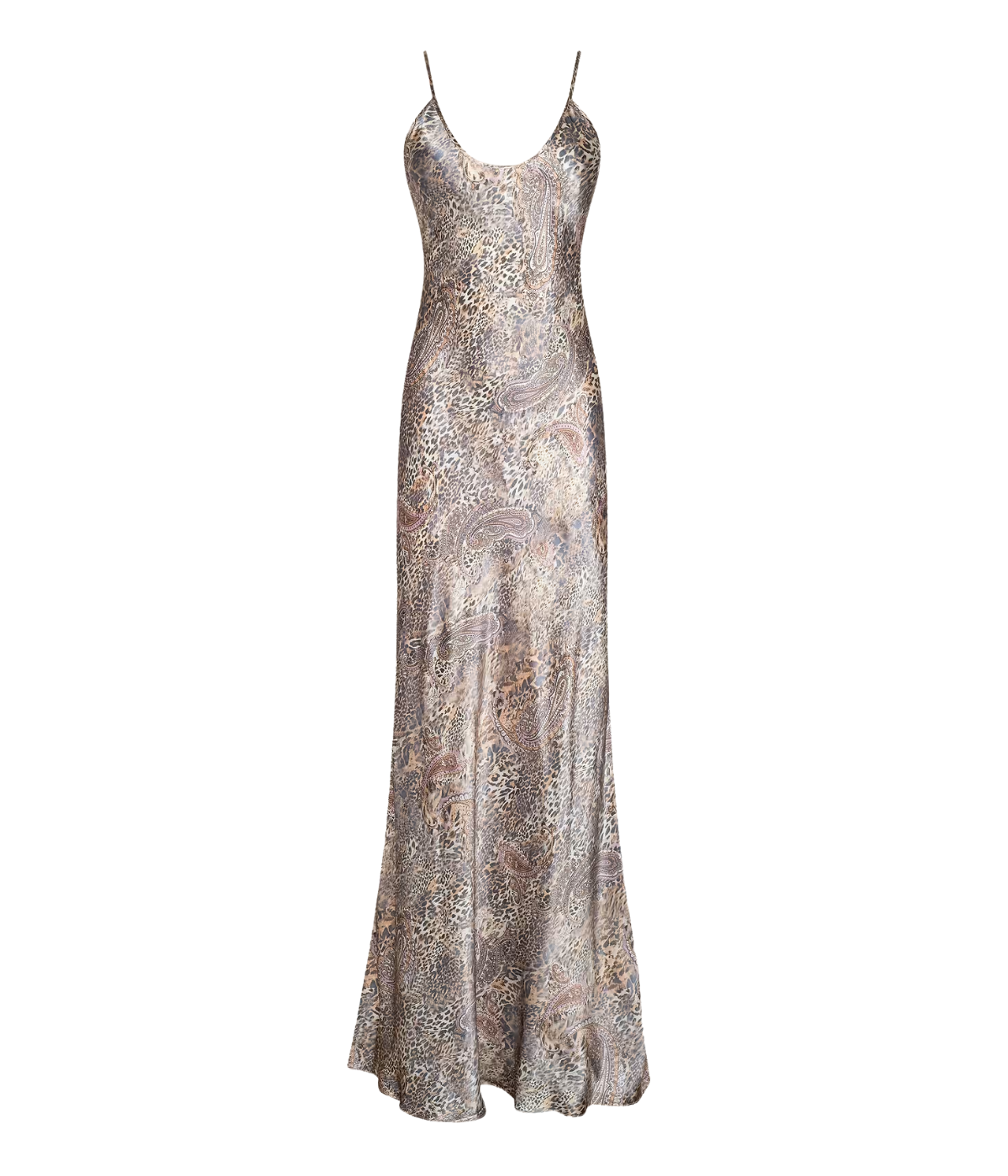 Charmaine U Neck Gown In Tan Valencia Leopard