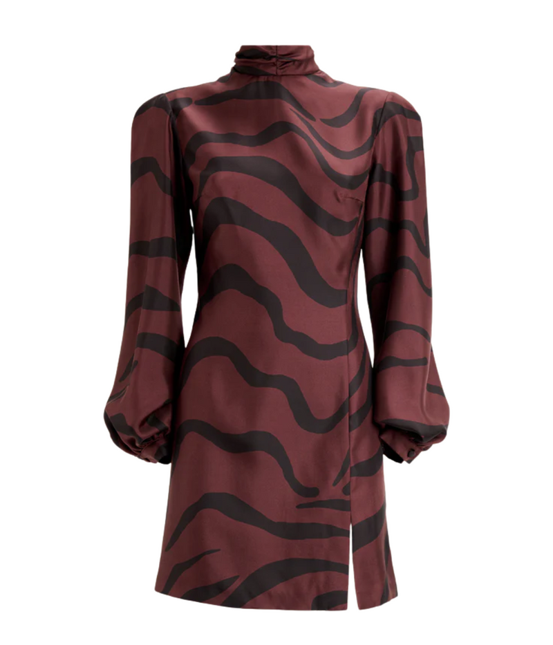 Elle Mini Dress in Zebra Bordeaux