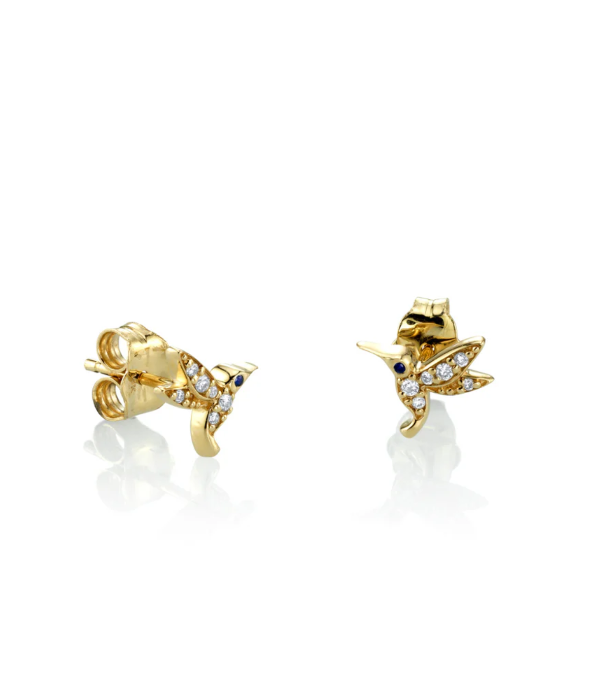Hummingbird Studs in 14k Yellow Gold