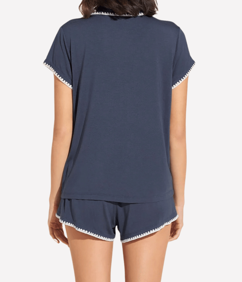 Frida Short Sleeve PJ Set In Navy Ivory