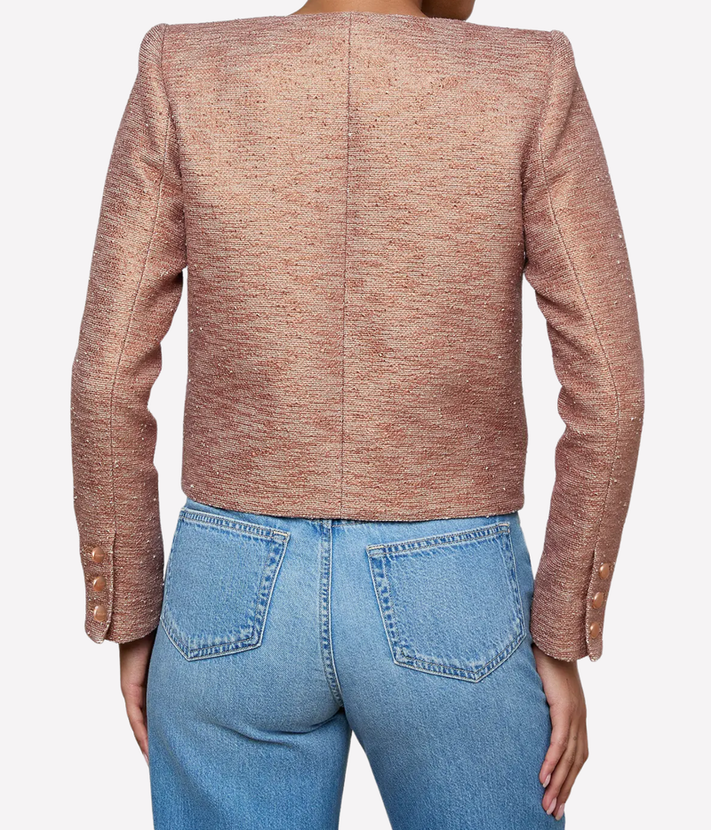 Zell Collarless Jacket In Light Auburn
