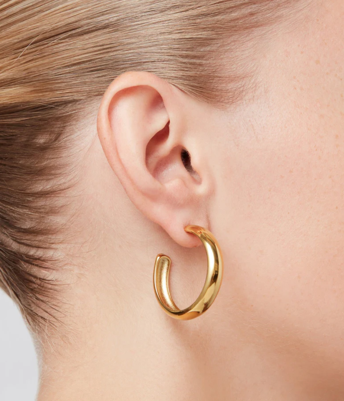 Large Staple Hoops IN GOLD