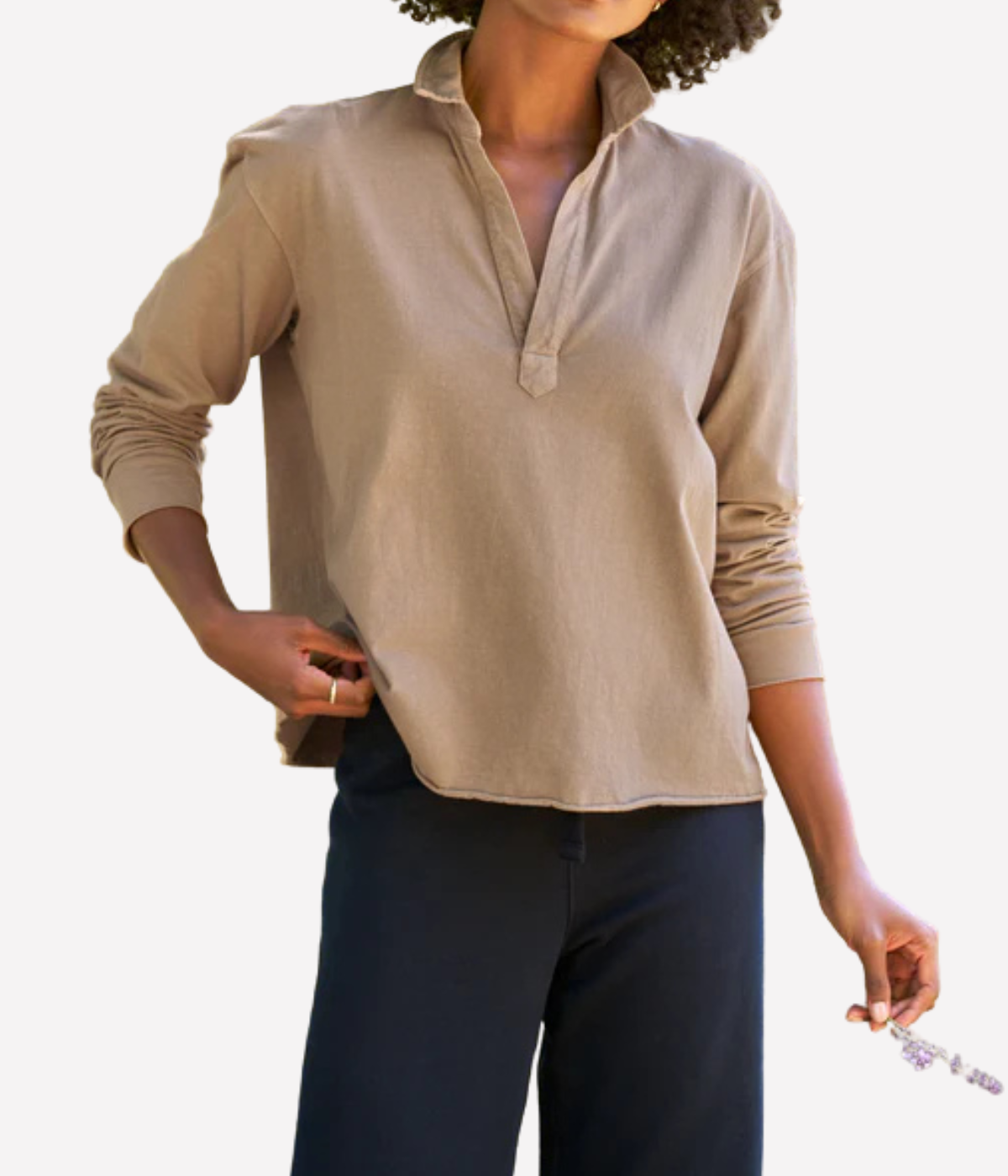 Patrick Popover Jersey Henley in Toasted