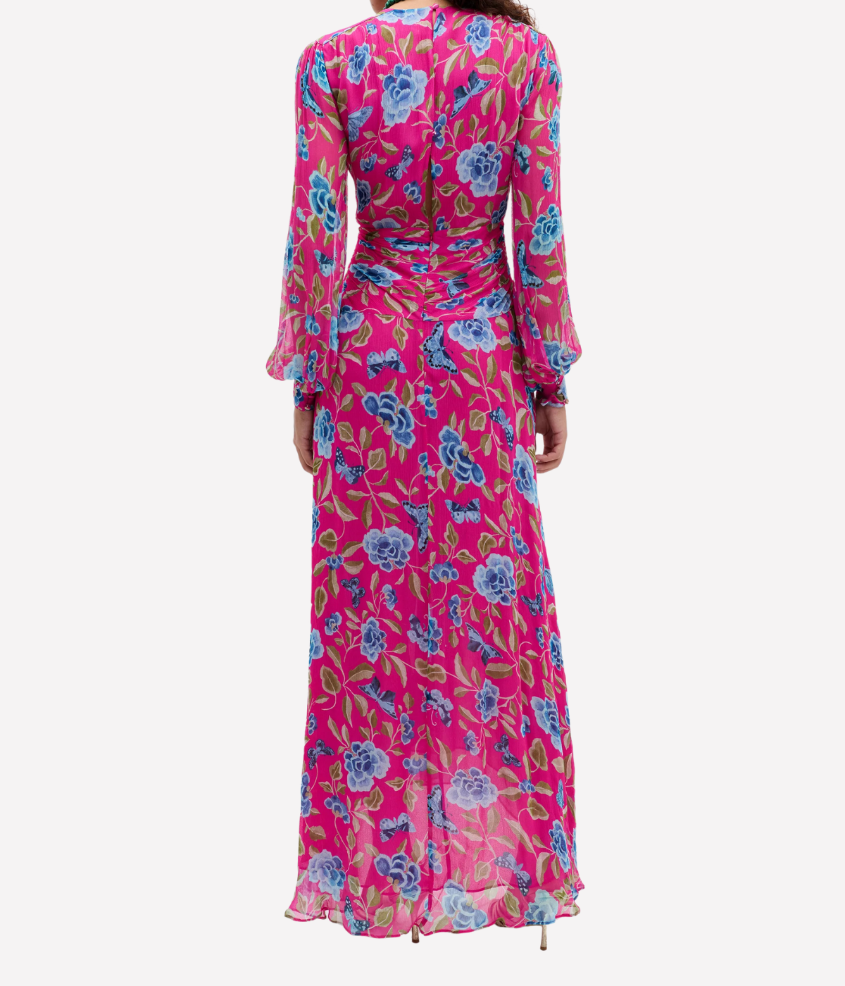 Meera Dress in Butterfly Floral Magenta
