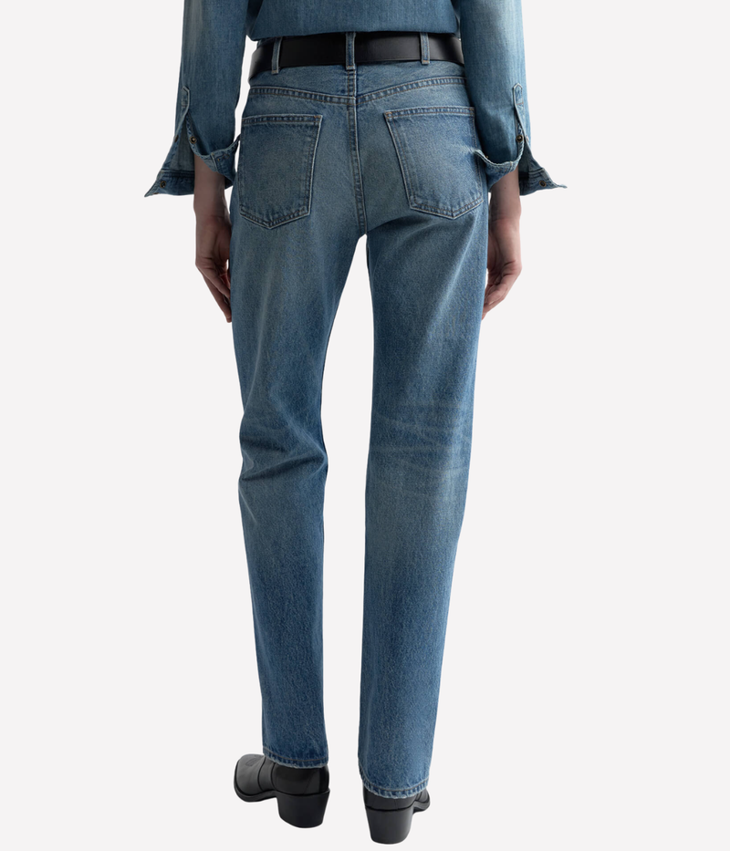 Nili Lotan Briana Jean in Rosebowl Wash lower body back view showing pocket detailing and structured denim shape