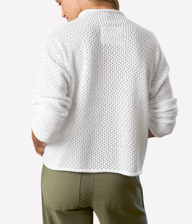 Monterey Pointelle Sweater In White