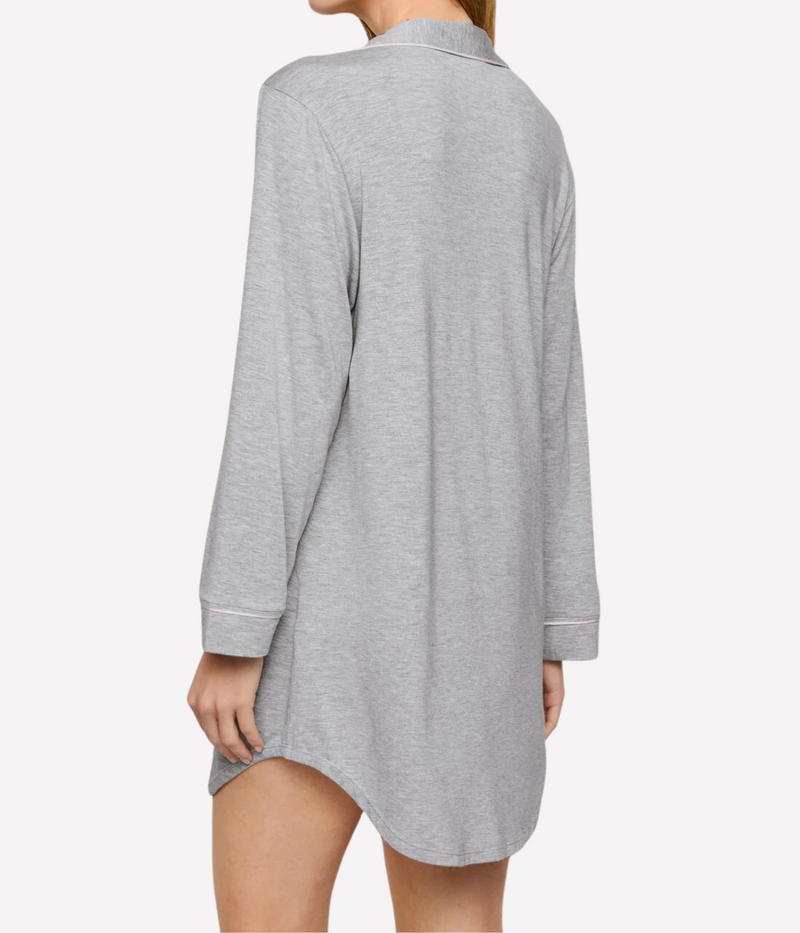 Gisele Sleepshirt In Heather Grey And Sorbet Pink