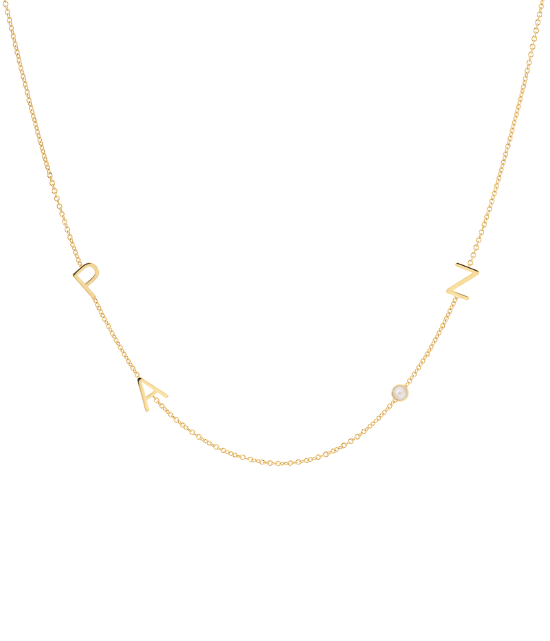 Custom 3 Initial & Birthstone Necklace in Gold