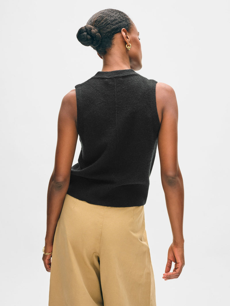 Cashmere Button Vest in Black