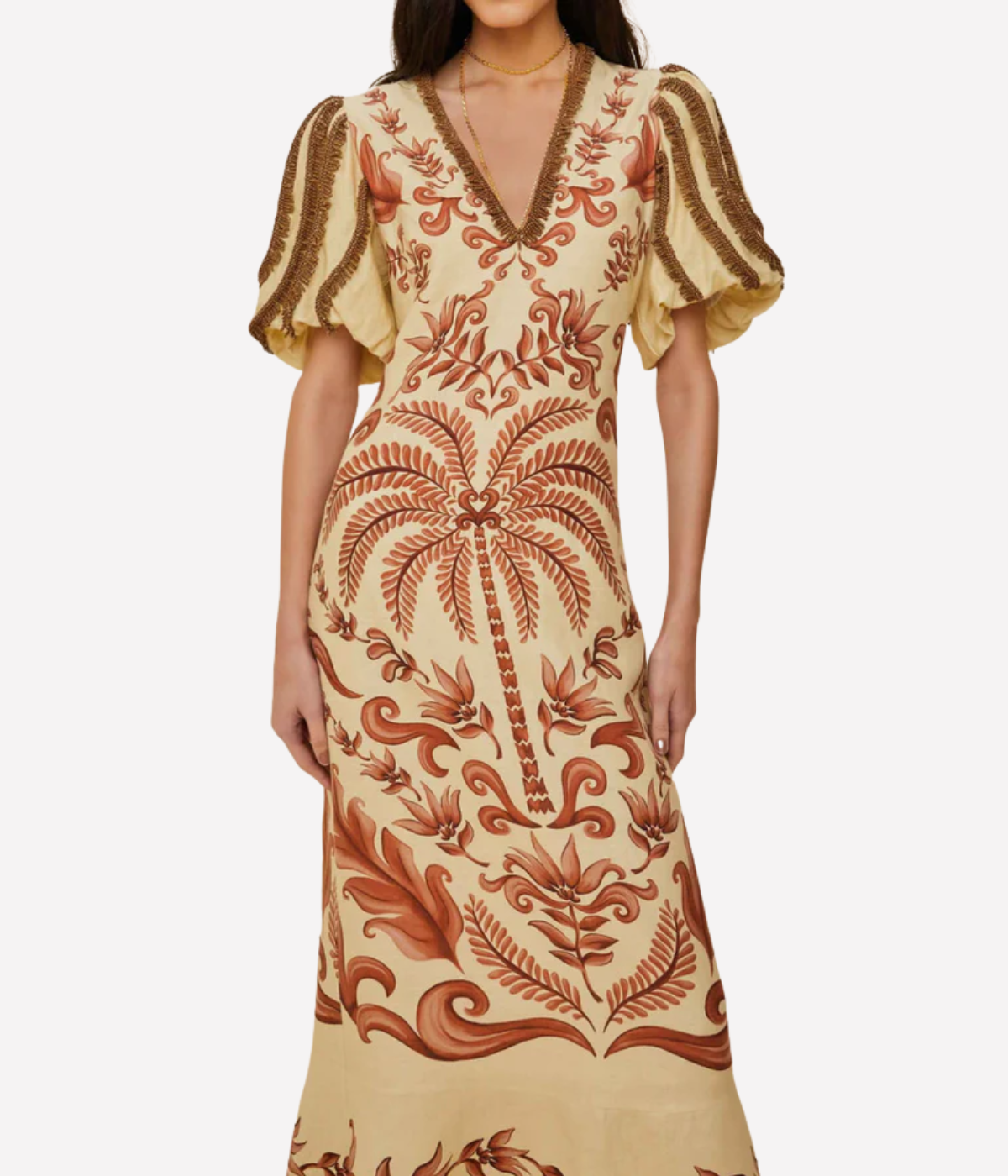 Milani V Neck Maxi Dress in Off White