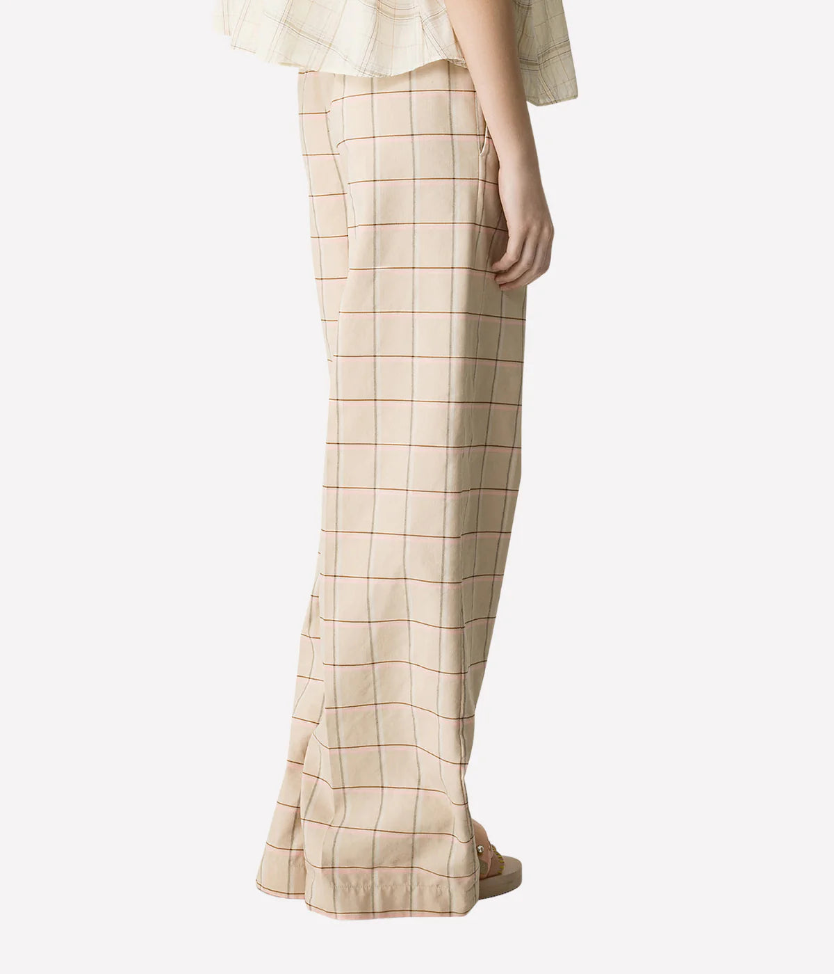 Organic Tartan Elasticated Loose Pants In Peonia