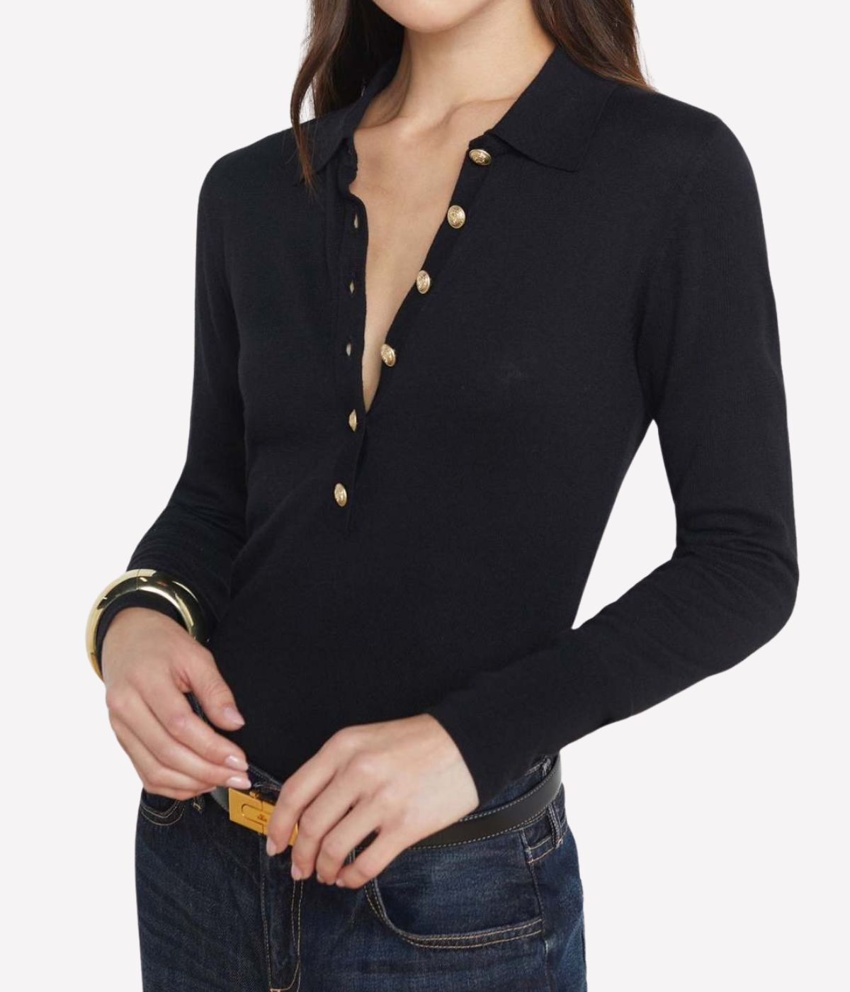 Sterling Collared Sweater in Black Gold