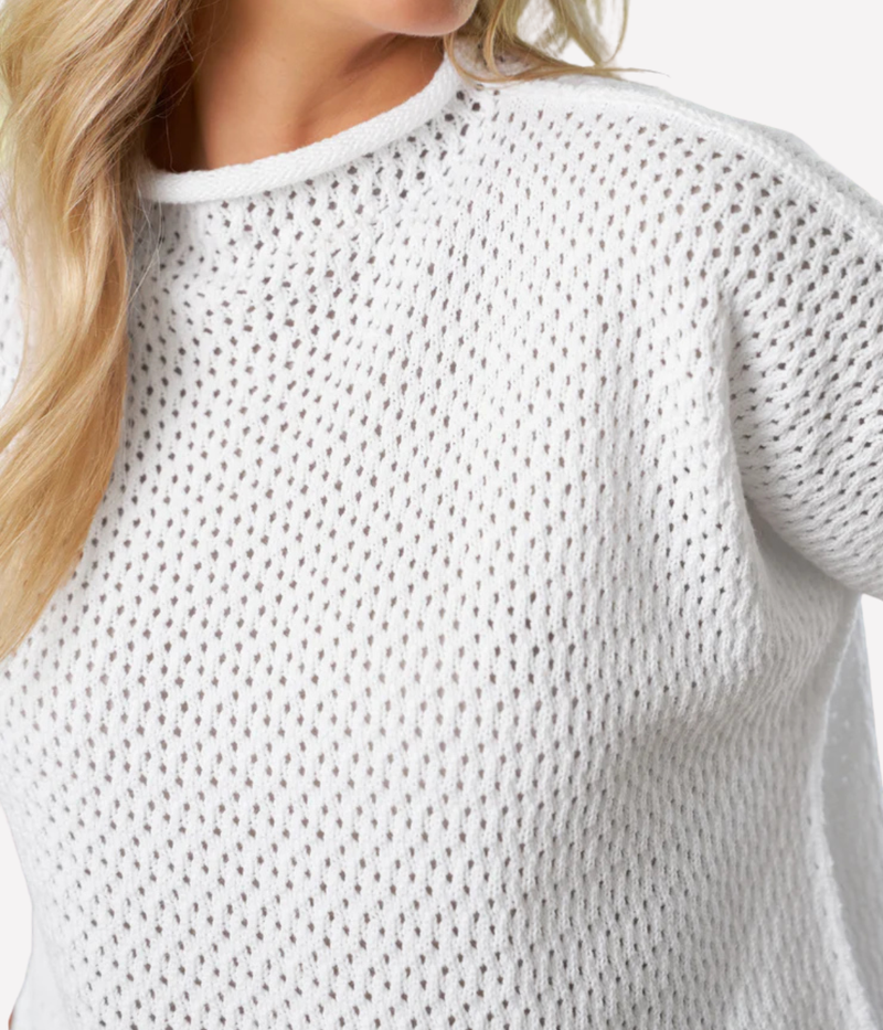 Monterey Pointelle Sweater In White