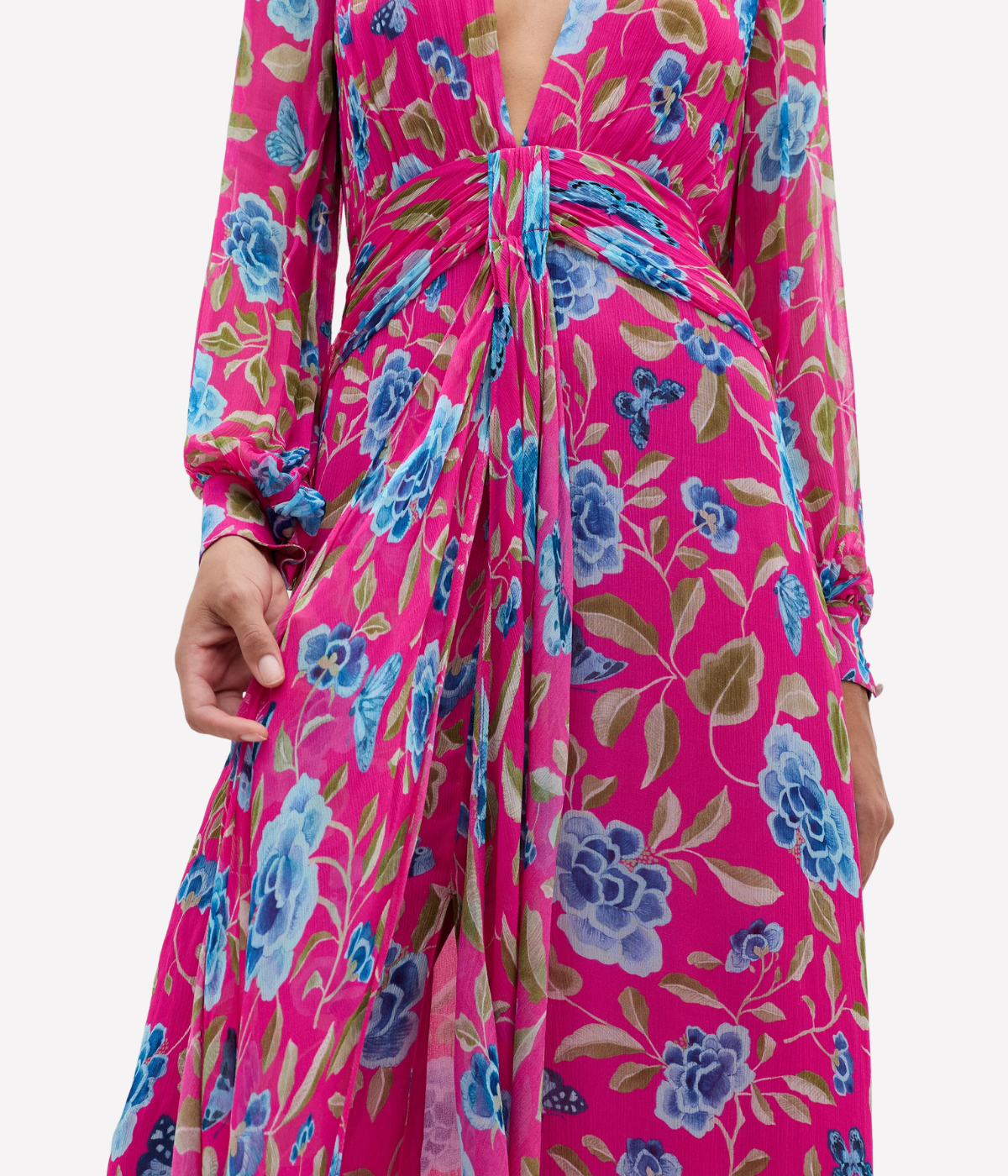 Meera Dress in Butterfly Floral Magenta