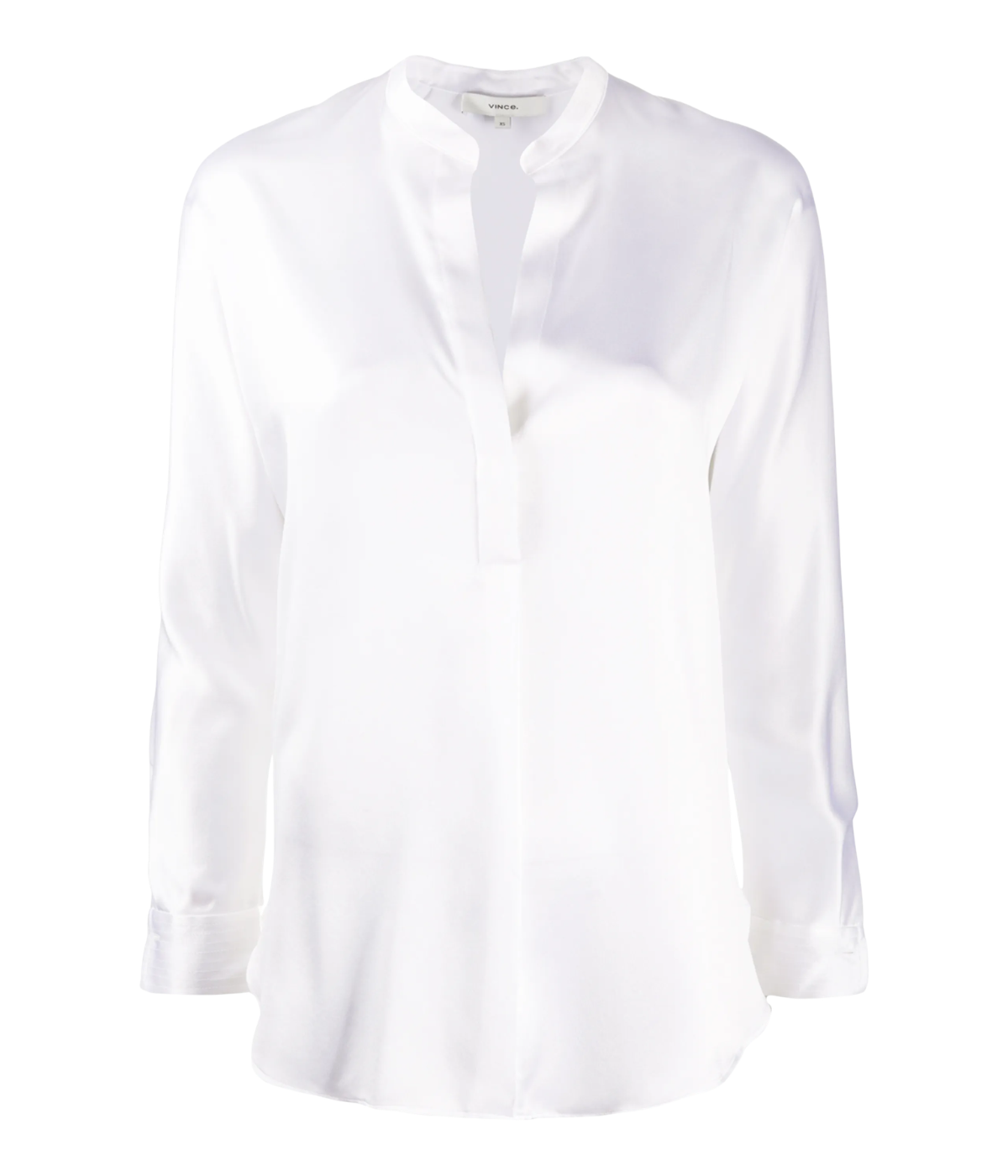 Band Collar Blouse in Optic White