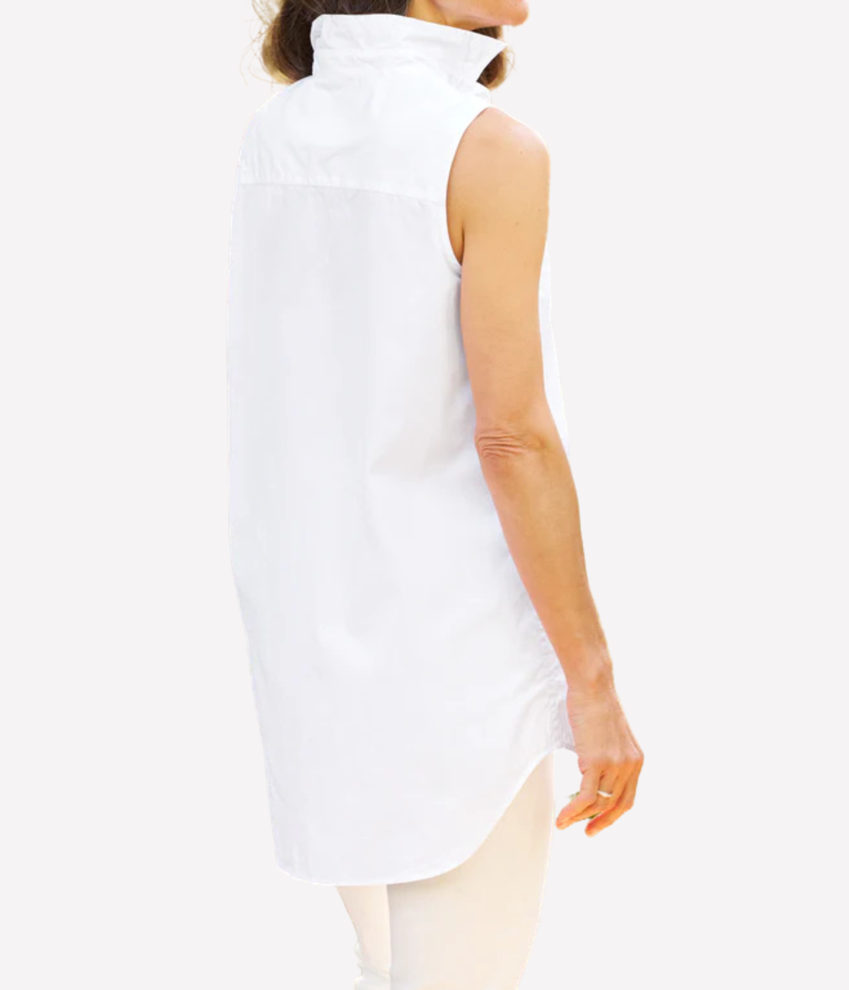 Finley Sleeveless Button Up In White