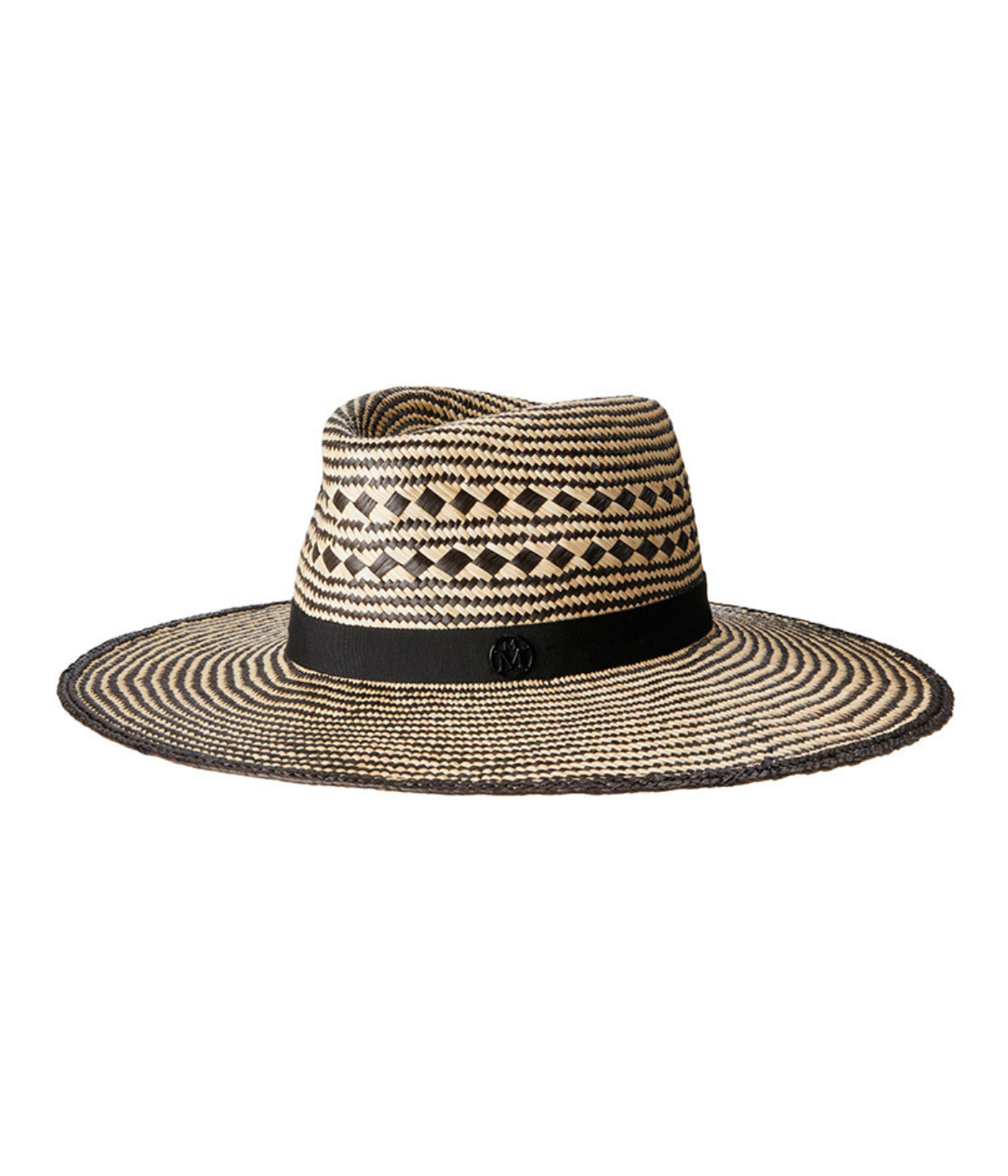 Bi Colour Lines Brisa Hat in Natural Black
