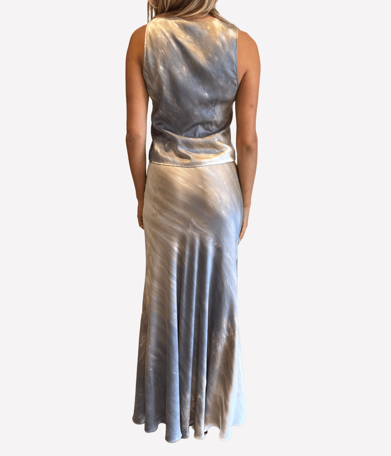 Silk Vest in Sand Dye Moon Grey