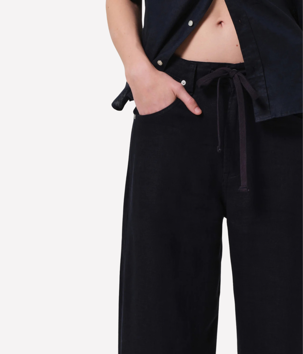 Brynn Drawstring Trouser In True Navy