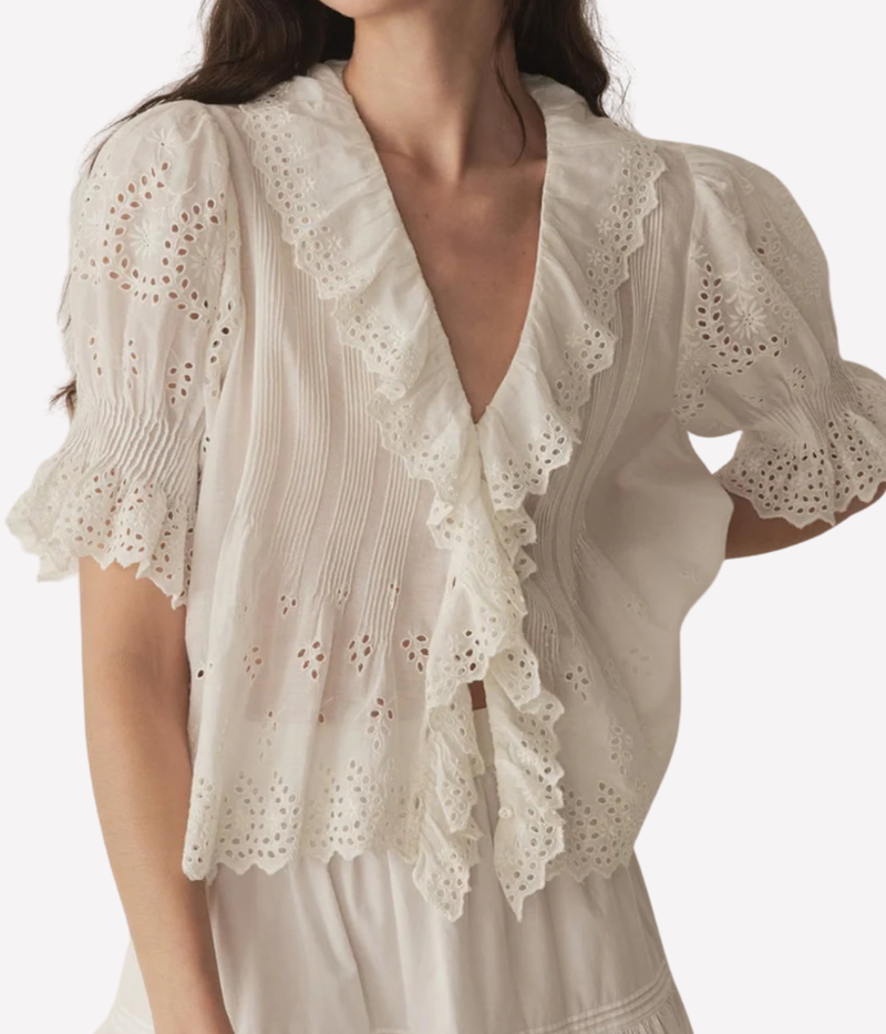 Henri Top in Salt Eyelet