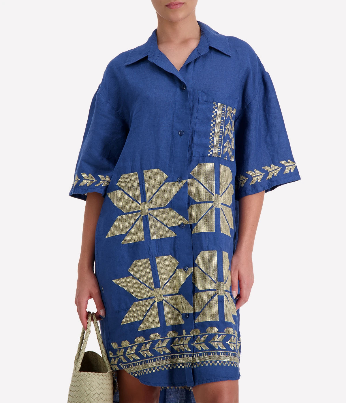 *FINAL SALE* Aeolis Dress in Indigo Gold