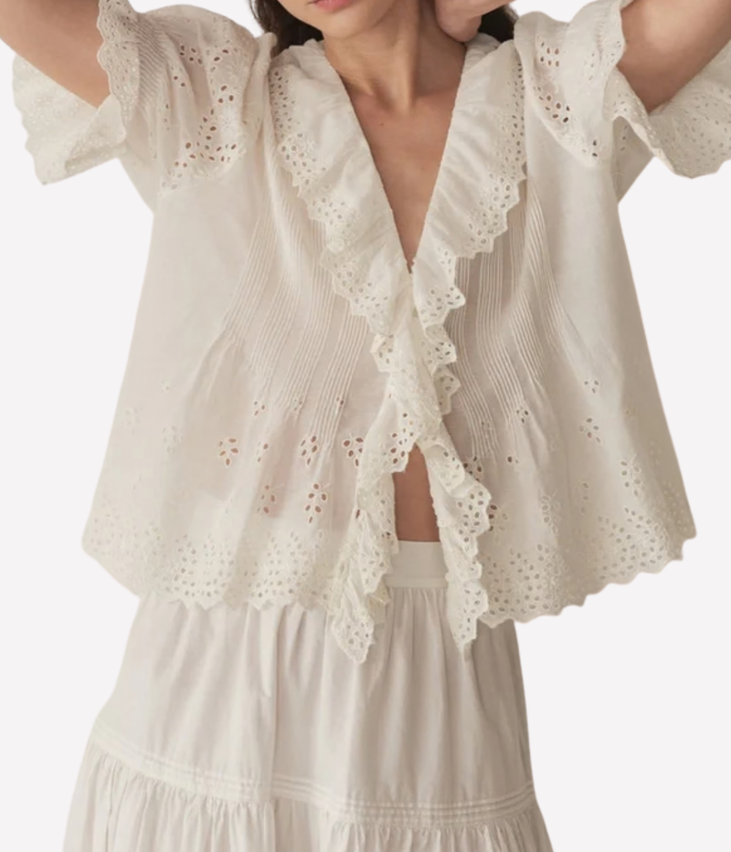 Henri Top in Salt Eyelet