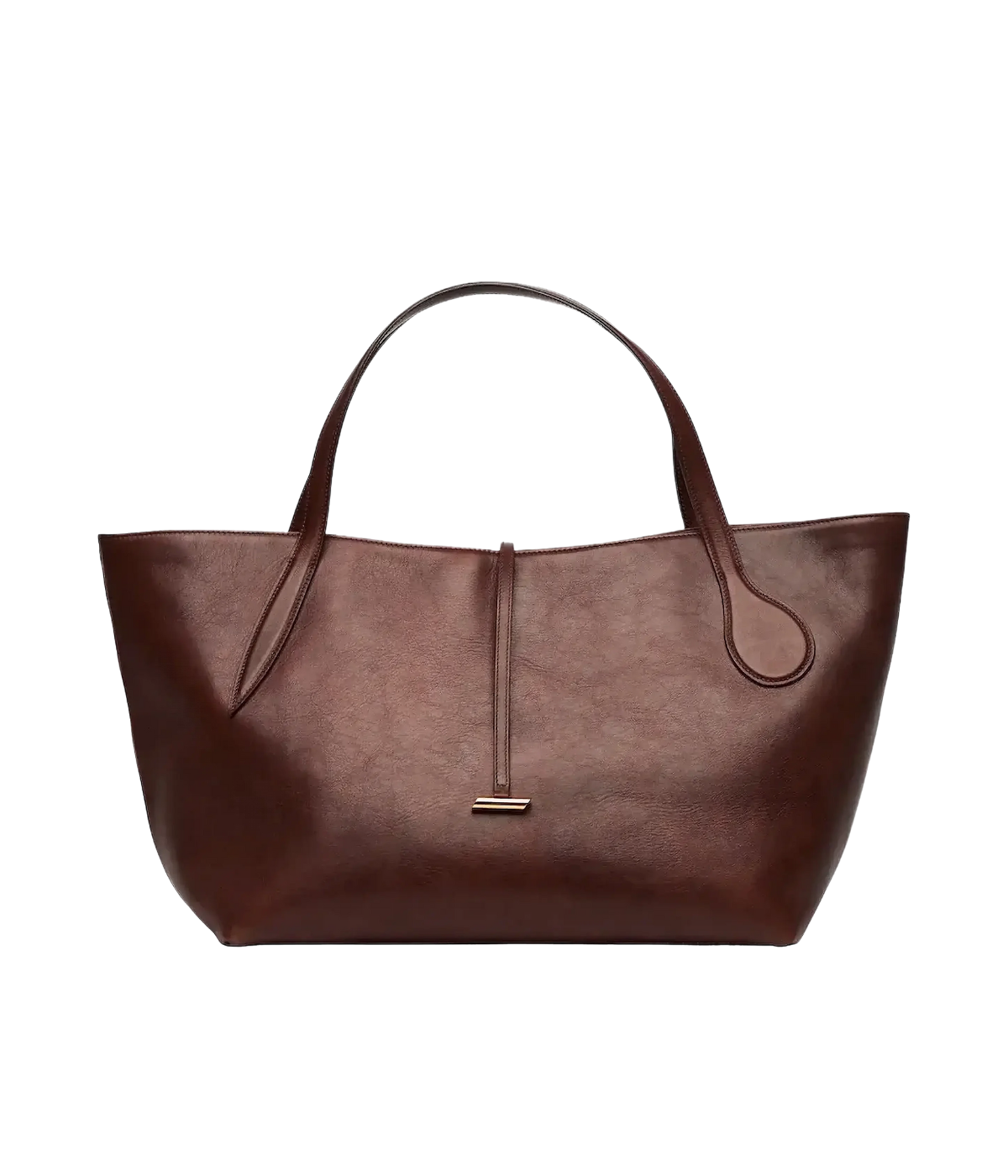 Zip Penne Tote in dark brown