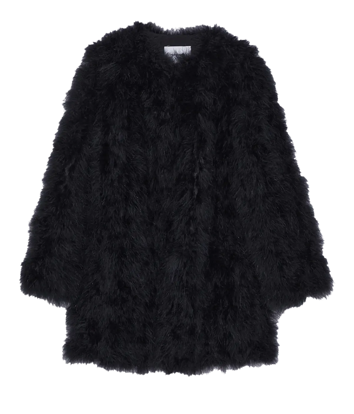 Yves Feather Coat in Noir