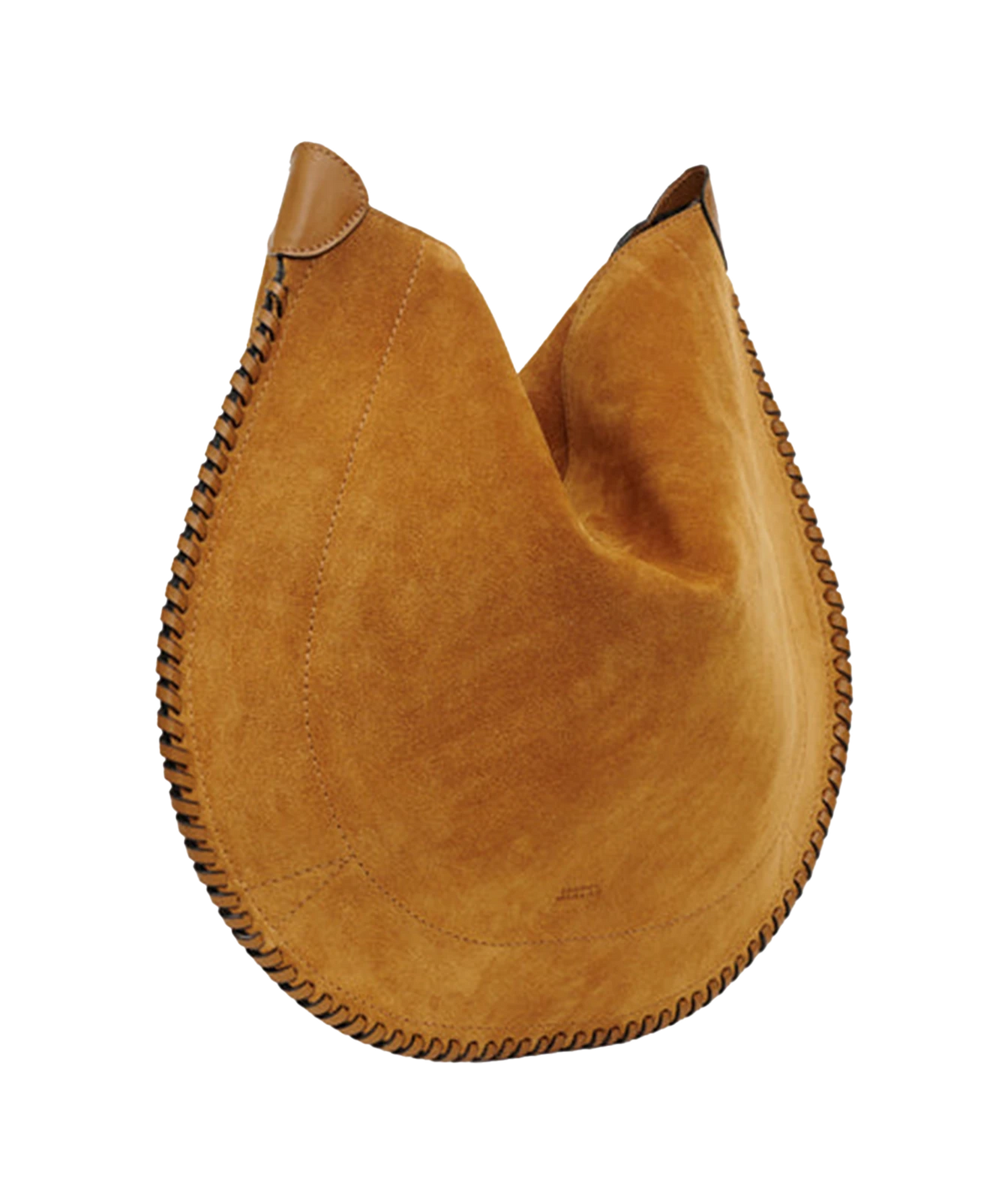 A camel brown suede hobo bag with a braided shoulder strap - Oskan Hobo Soft Bag In Cognac