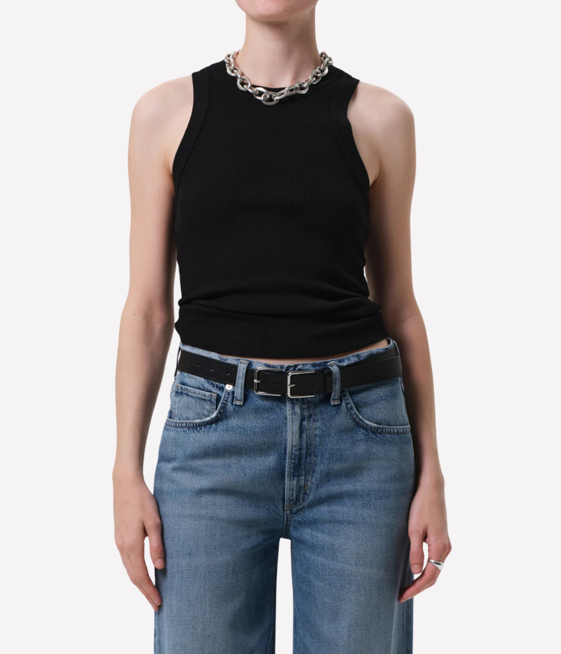 Isabel Rib Tank in Black