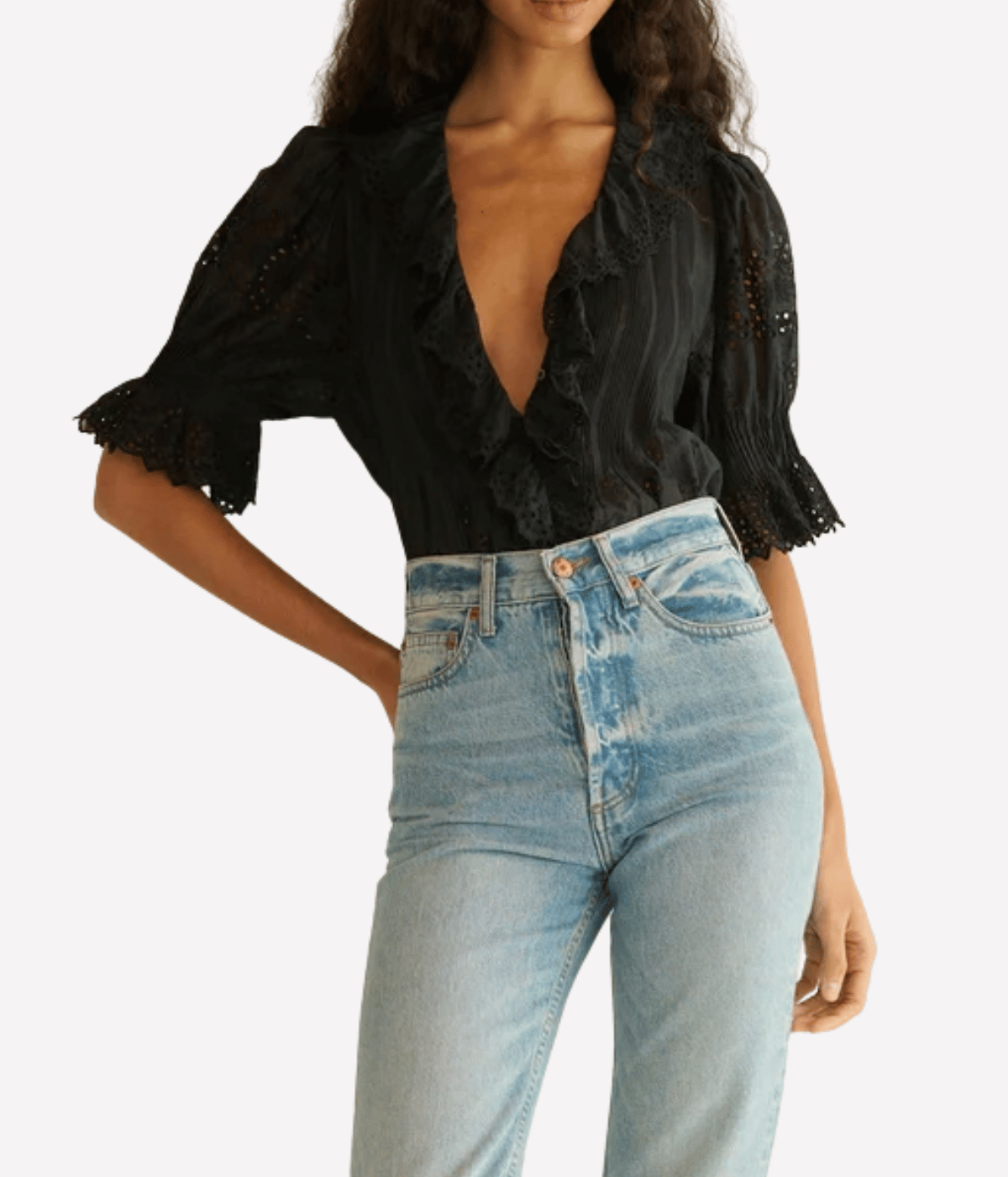 Henri Top in Black Eyelet