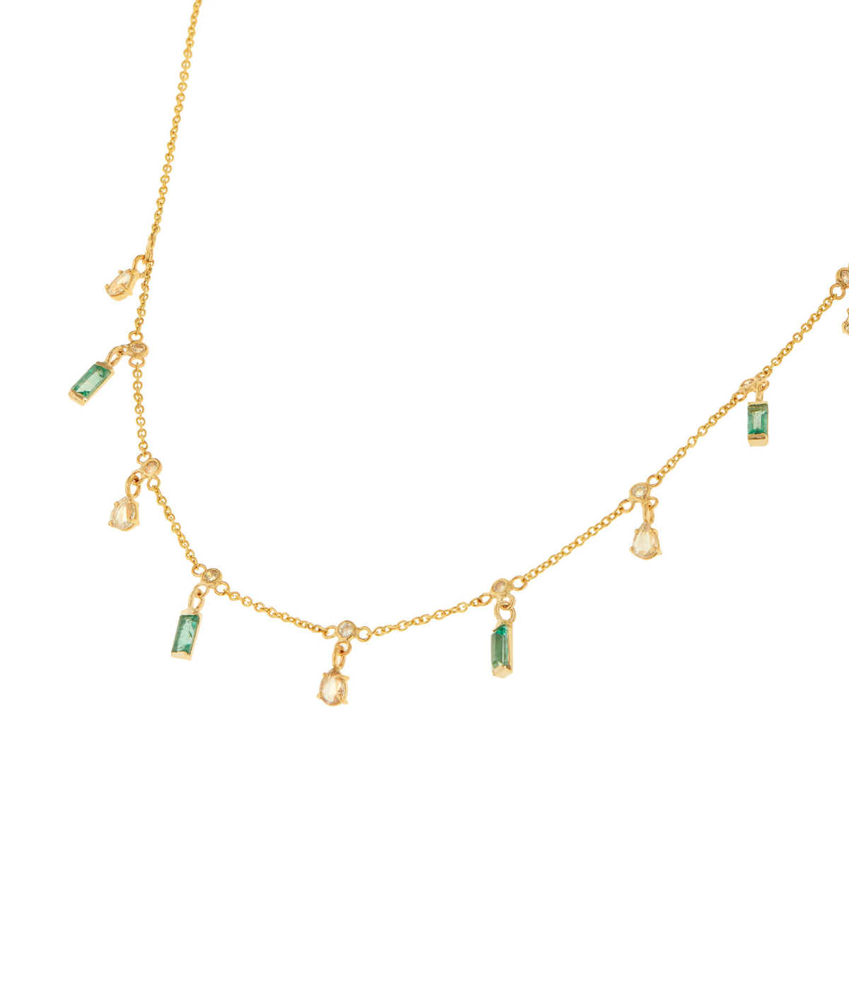 Emerald Drop Necklace in 18K Yellow Gold